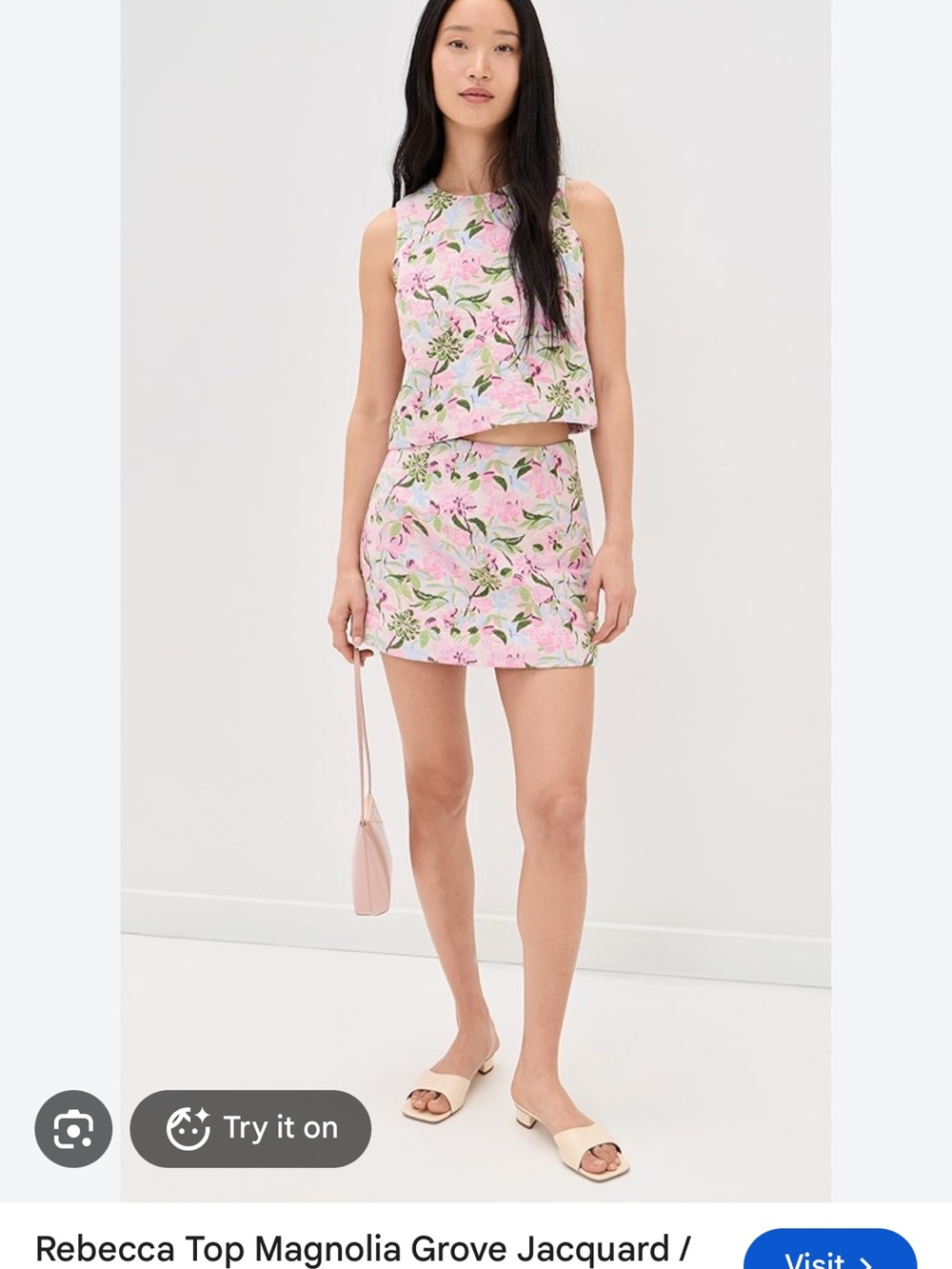 HUNTER BELL Pink Floral Jacquard Mini Skirt